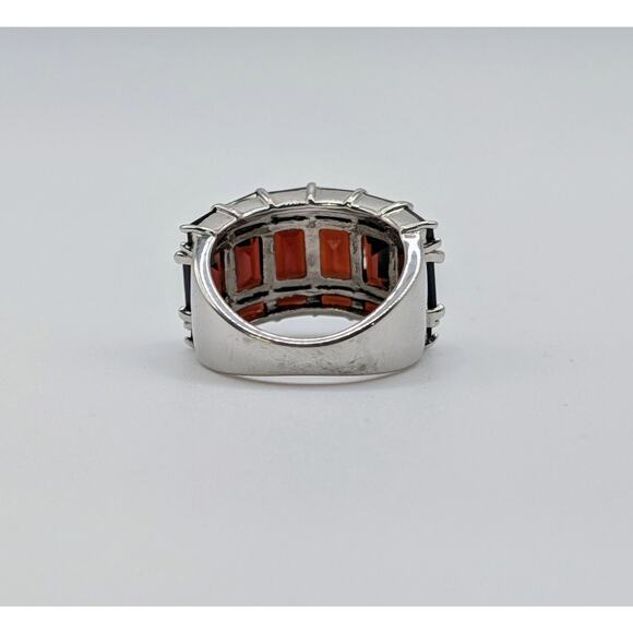 JTV Sterling Silver Red Garnet Baguette Band Ring Size 5 925 Wide Dome - Picture 6 of 9